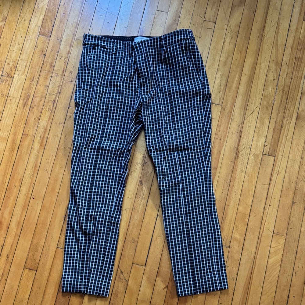 Anthropologie Essential Slim Black and White Plaid Pants